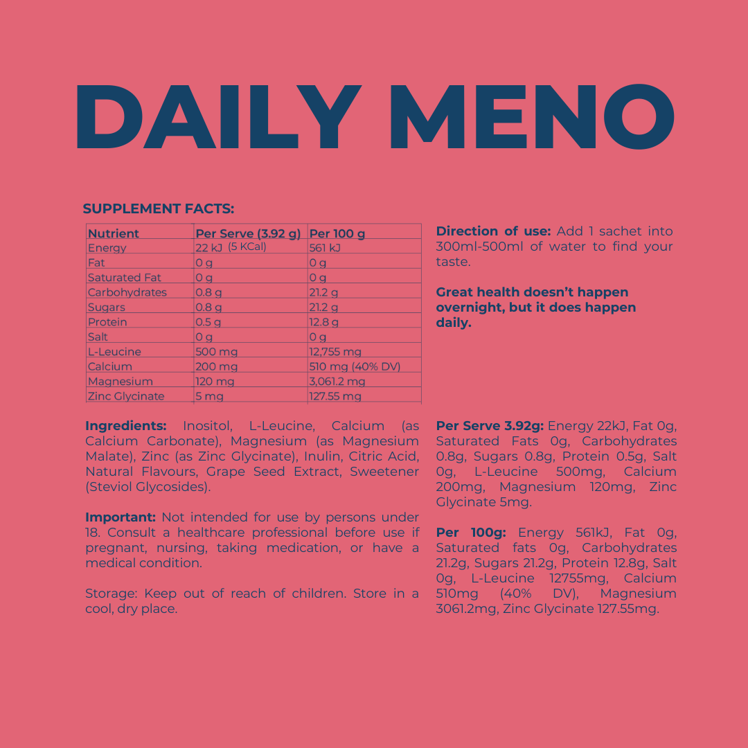 Daily Meno ingredients for perimenopause and menopause nutrition